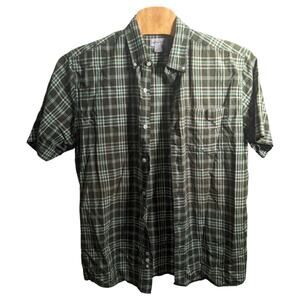Carhartt Men's Large Green Plaid Button Down Shirt - Preowned